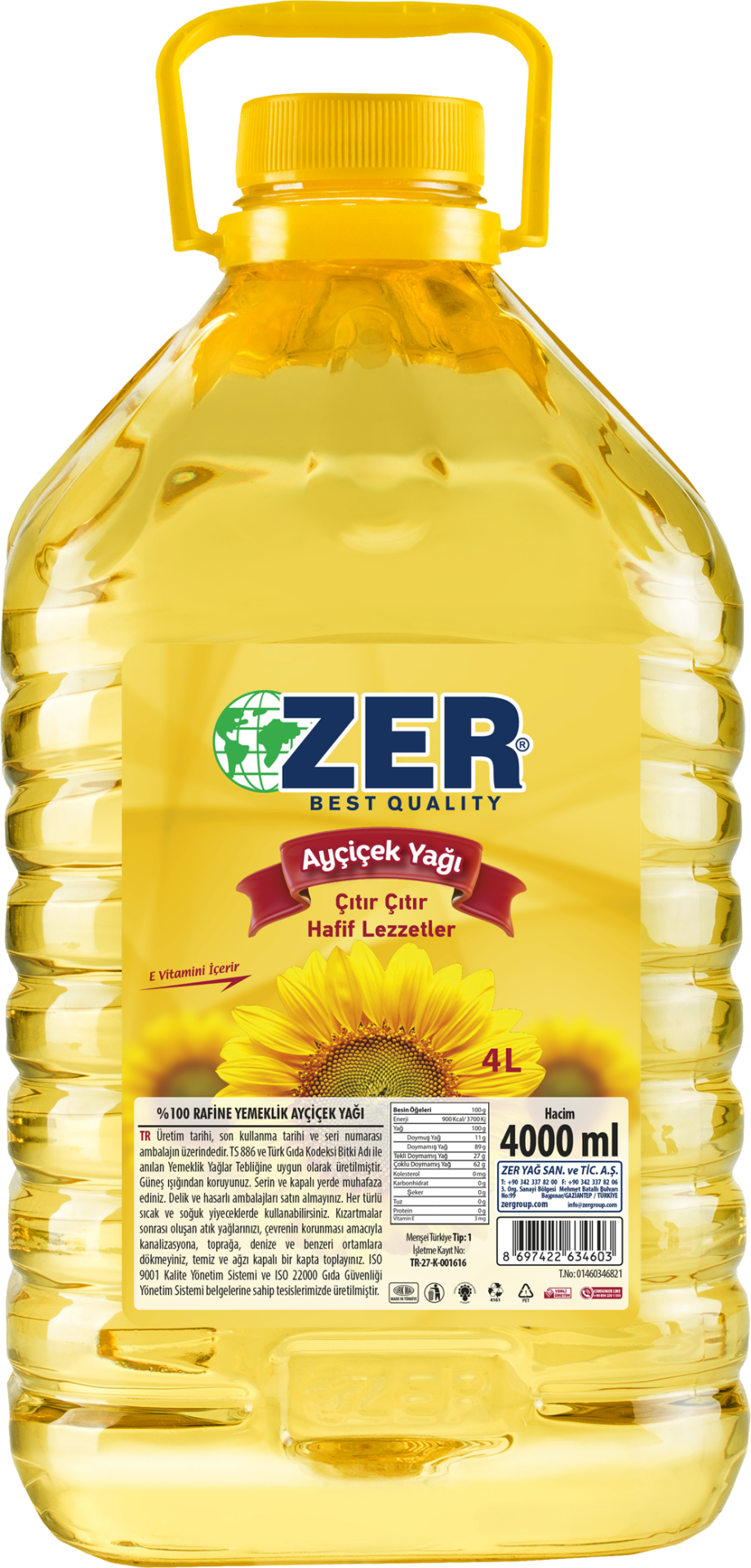 
								
								
																		ZER PET DAMACANA AYÇİÇEK YAĞI 4 LT